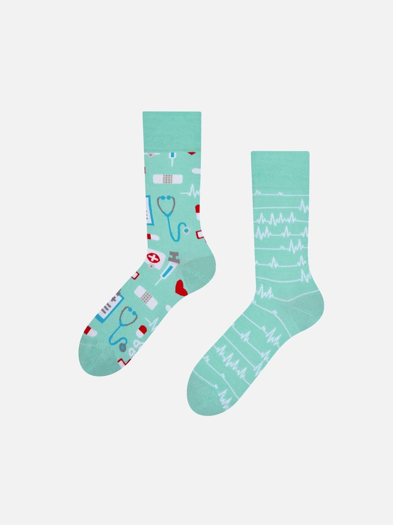 Chaussettes Médecine et ECG Bleu Vert Bleu - Kiabi