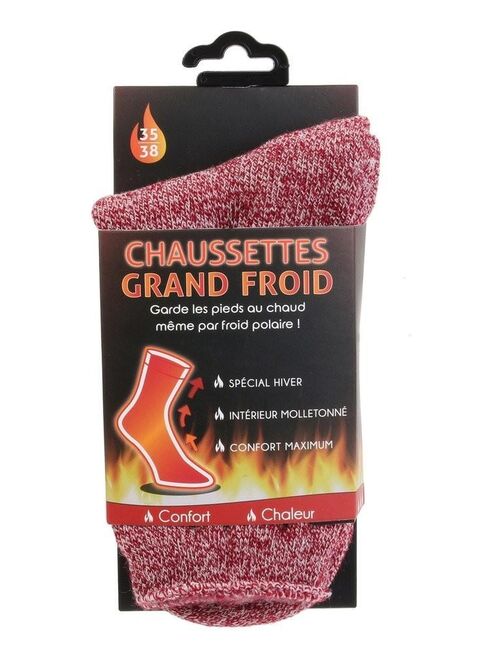 Chaussettes Mega Thermo mixte hiver rouge 35/38 - Kiabi