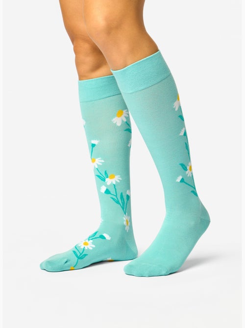 Chaussettes Mi-Bas Camomille Turquoise - Kiabi