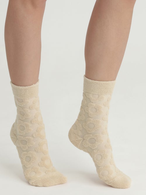 Chaussettes mi-haute coton bouclette Mode - Kiabi