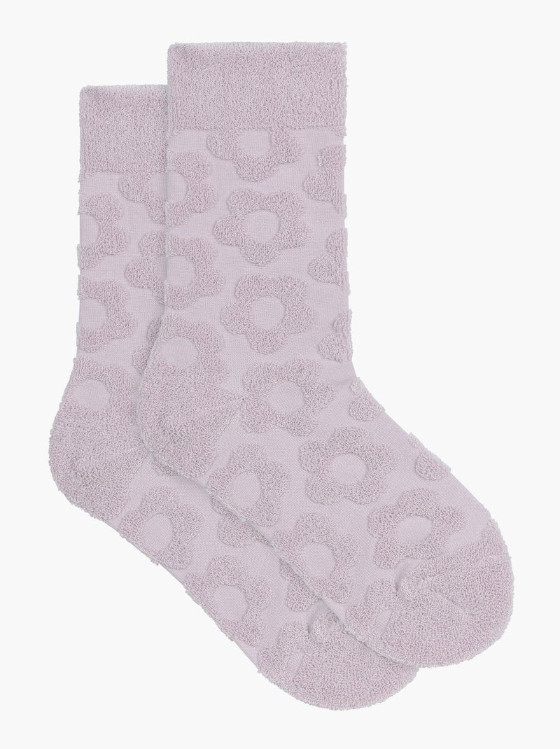 Chaussettes mi-haute coton bouclette Mode Mauve lilas - Kiabi