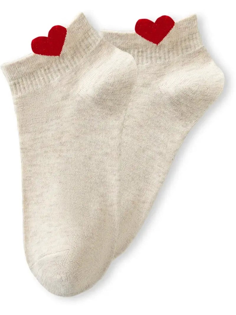 Chaussettes Mi-Haute Petit Coeur Gris - Kiabi