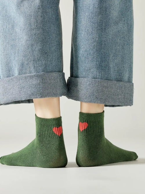 Chaussettes Mi-Hautes Coeur Talon - Kiabi