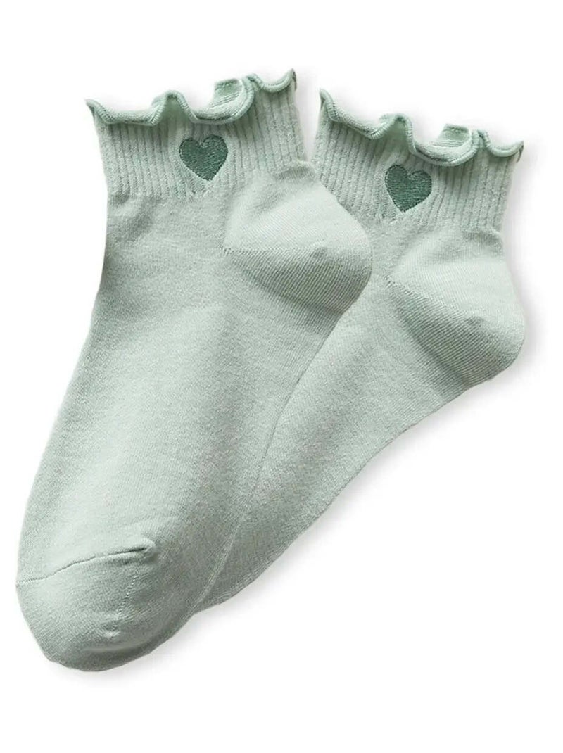 Chaussettes Mi-Hautes Coeur Tendre & Volant Beige - Kiabi