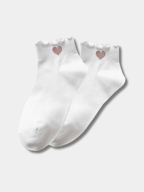 Chaussettes Mi-Hautes Coeur Tendre & Volant - Kiabi