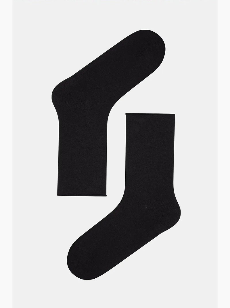 Chaussettes mi-hautes confortables côtelées penti Noir - Kiabi