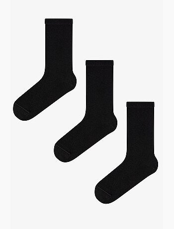 Chaussettes mi-hautes côtelées en coton double penti