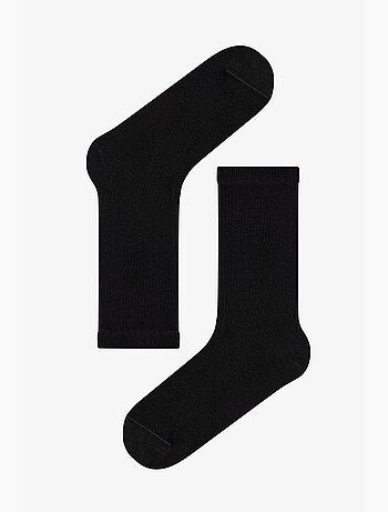 Chaussettes mi-hautes côtelées en coton double penti