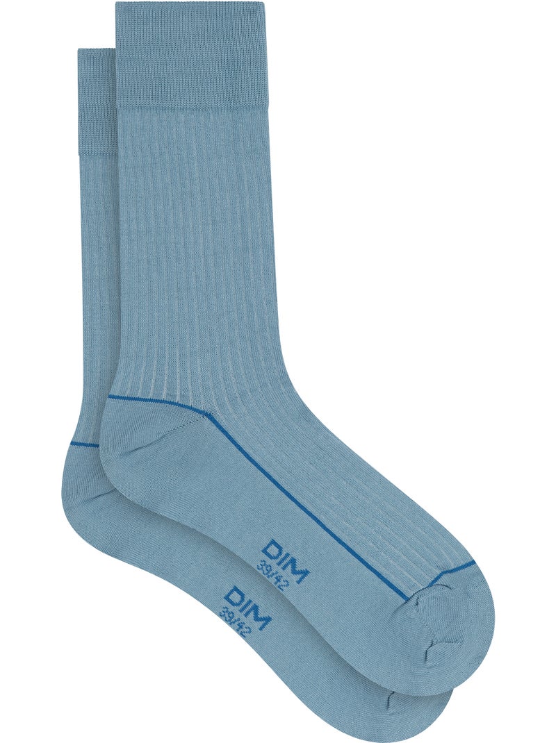 Chaussettes mi-hautes côtelées Mode Bleu ciel - Kiabi