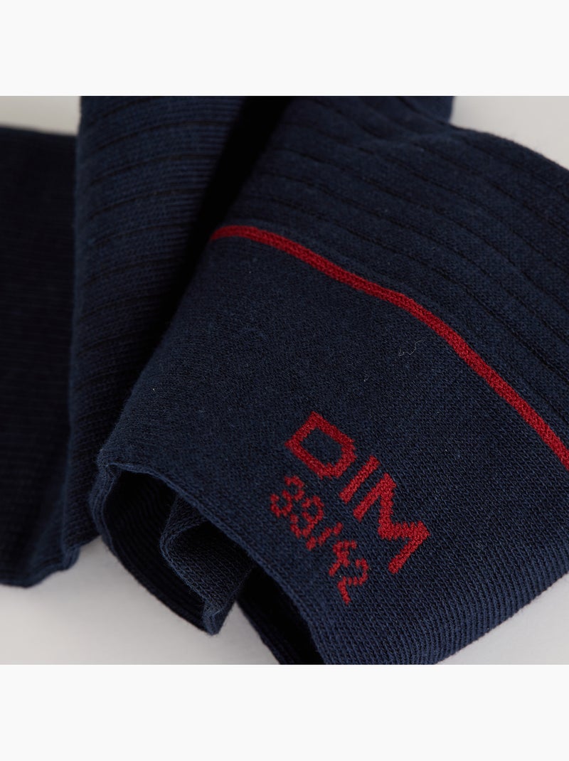 Chaussettes mi-hautes côtelées Mode Bleu marine - Kiabi