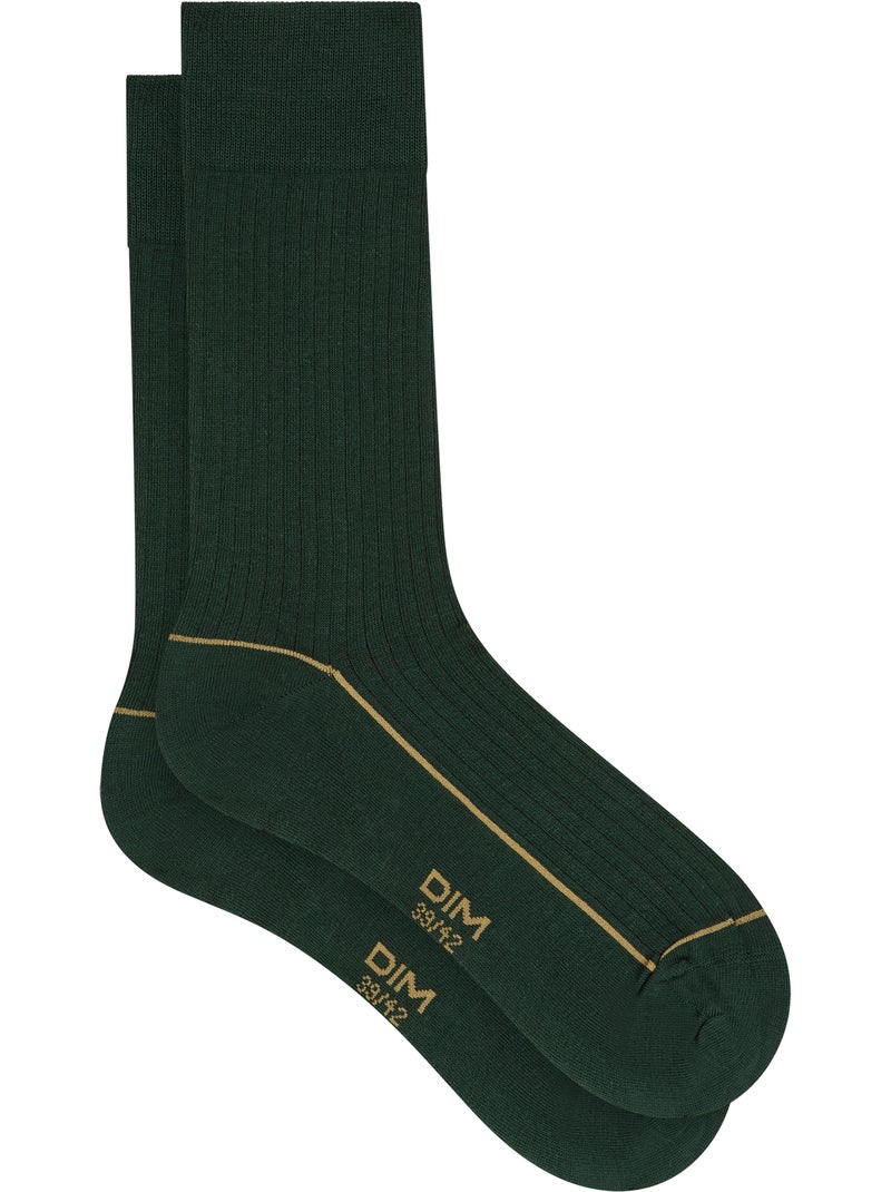 Chaussettes mi-hautes côtelées Mode Vert foncé - Kiabi