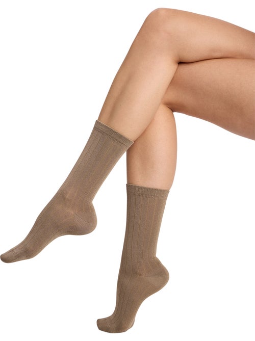Chaussettes mi-hautes effet satiné Mode - Kiabi Chaussettes mi-hautes effet satiné Mode - Kiabi