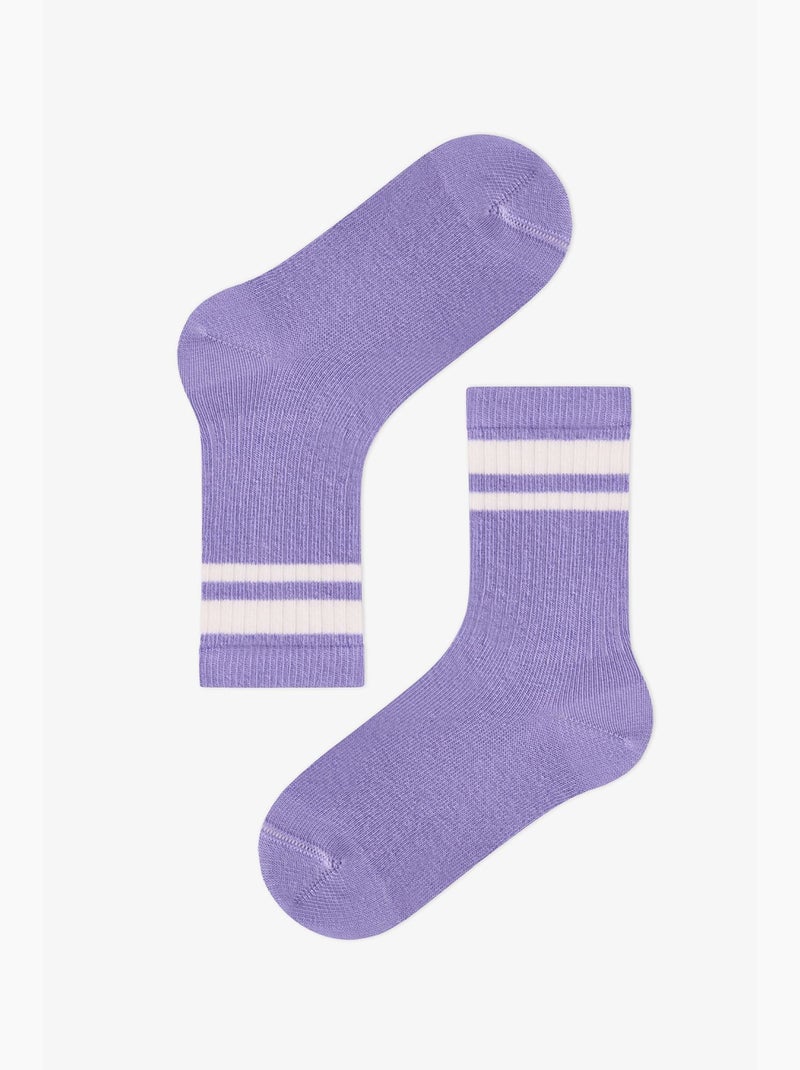Chaussettes mi-hautes fille à rayures mist, lot de 2 penti Lavande - Kiabi