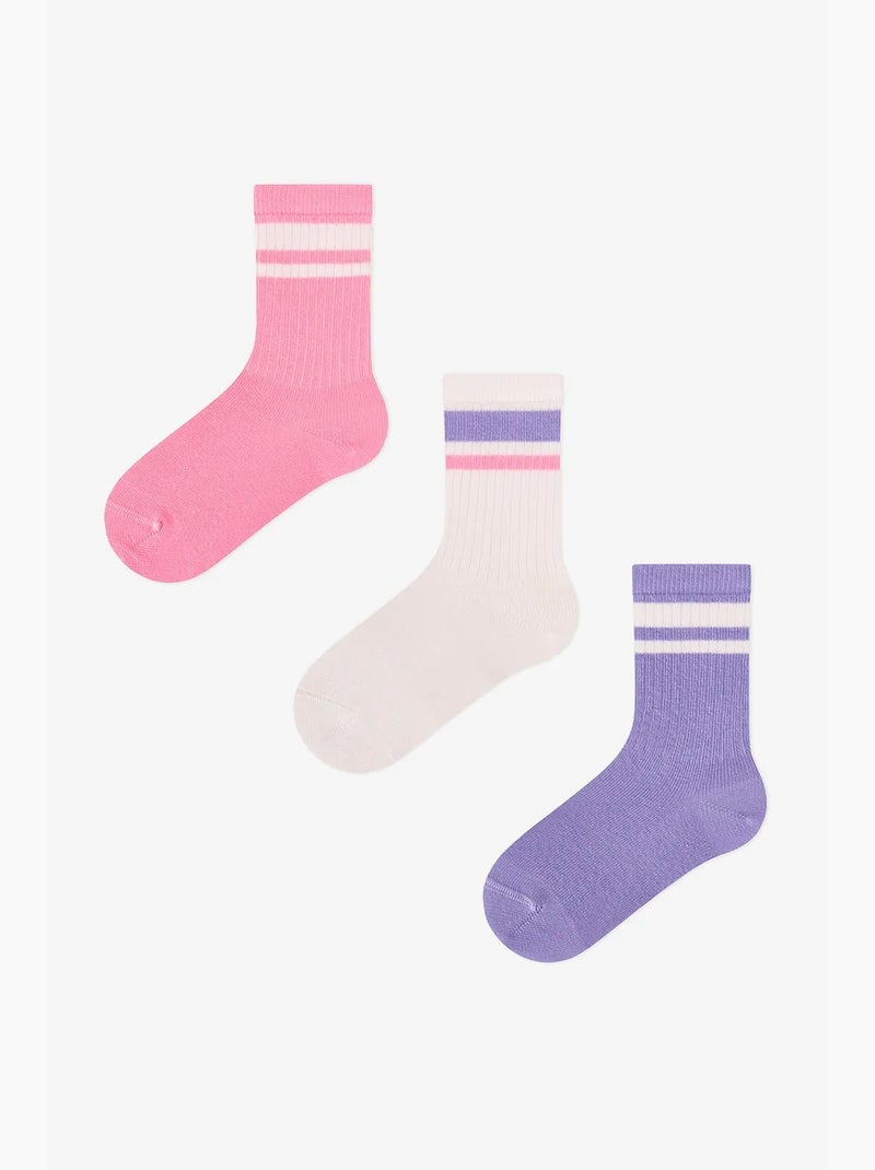 Chaussettes mi-hautes fille à rayures mist, lot de 2 penti Lavande - Kiabi