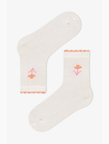 Chaussettes mi-hautes fille funny à fleurs en coton, paire penti
