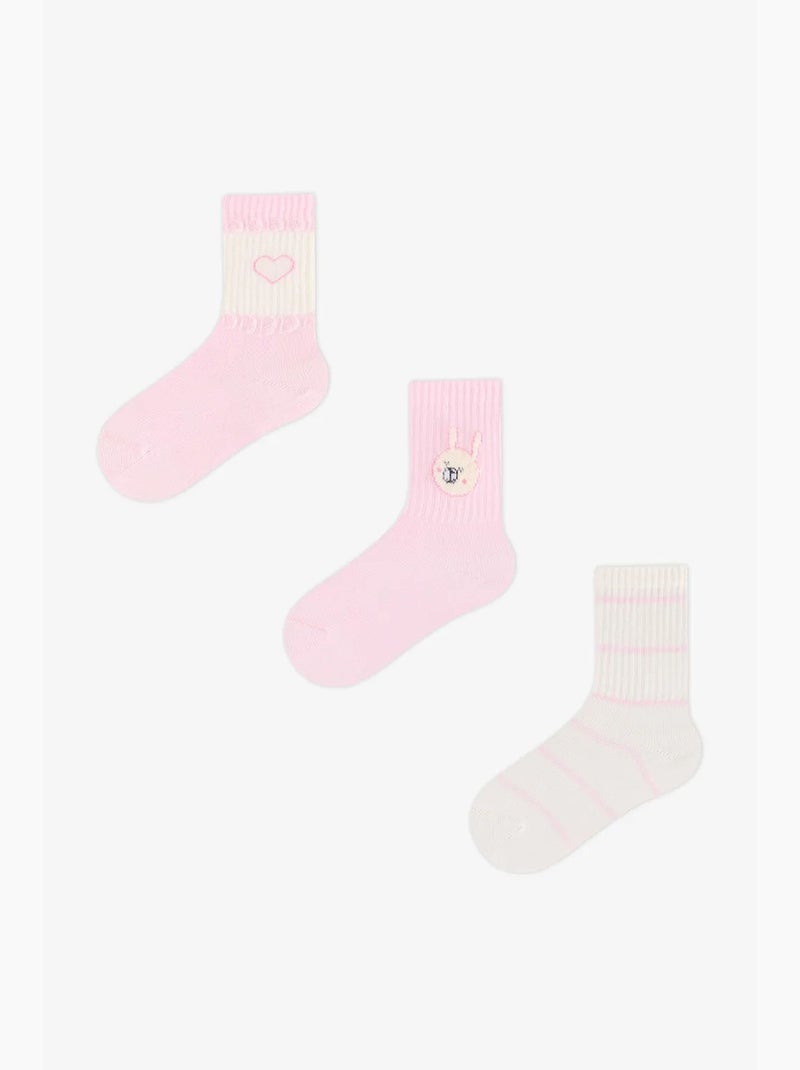 Chaussettes mi-hautes fille little bunny à motif lapin, paire penti Rose clair - Kiabi