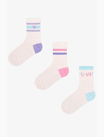 Chaussettes mi-hautes fille pop à rayures, paire penti