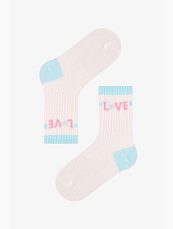 Chaussettes mi-hautes fille pop à rayures, paire penti
