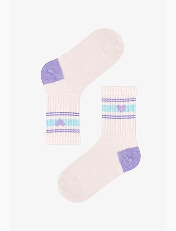 Chaussettes mi-hautes fille pop à rayures, paire penti