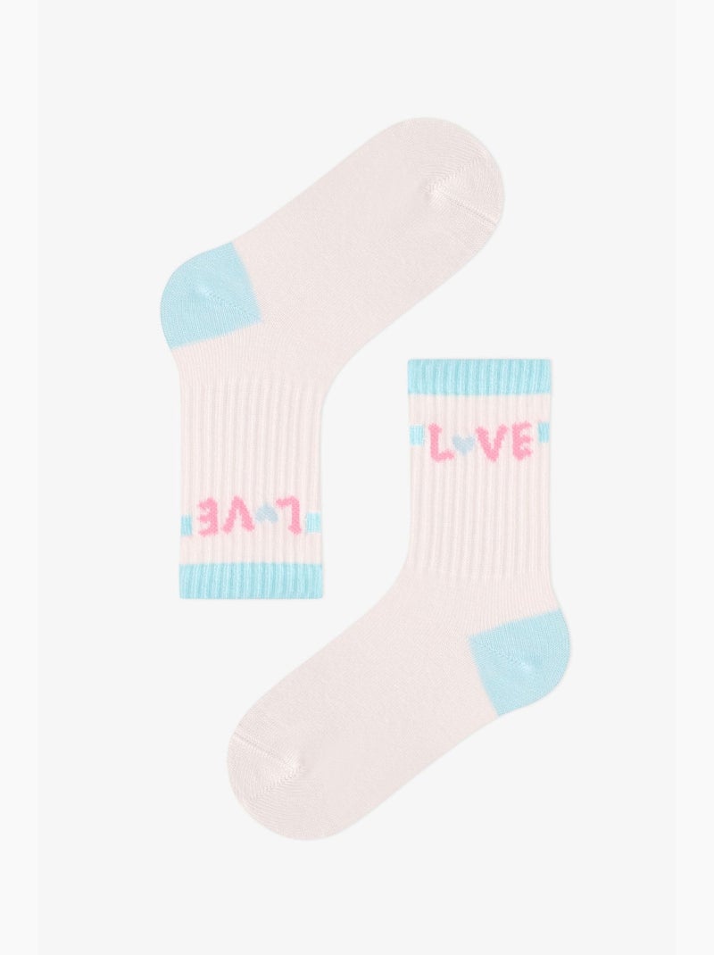 Chaussettes mi-hautes fille pop à rayures, paire penti Blanc - Kiabi
