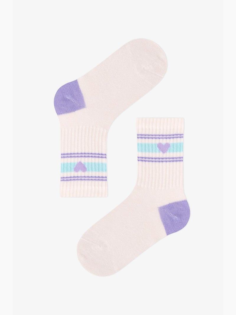 Chaussettes mi-hautes fille pop à rayures, paire penti Blanc - Kiabi