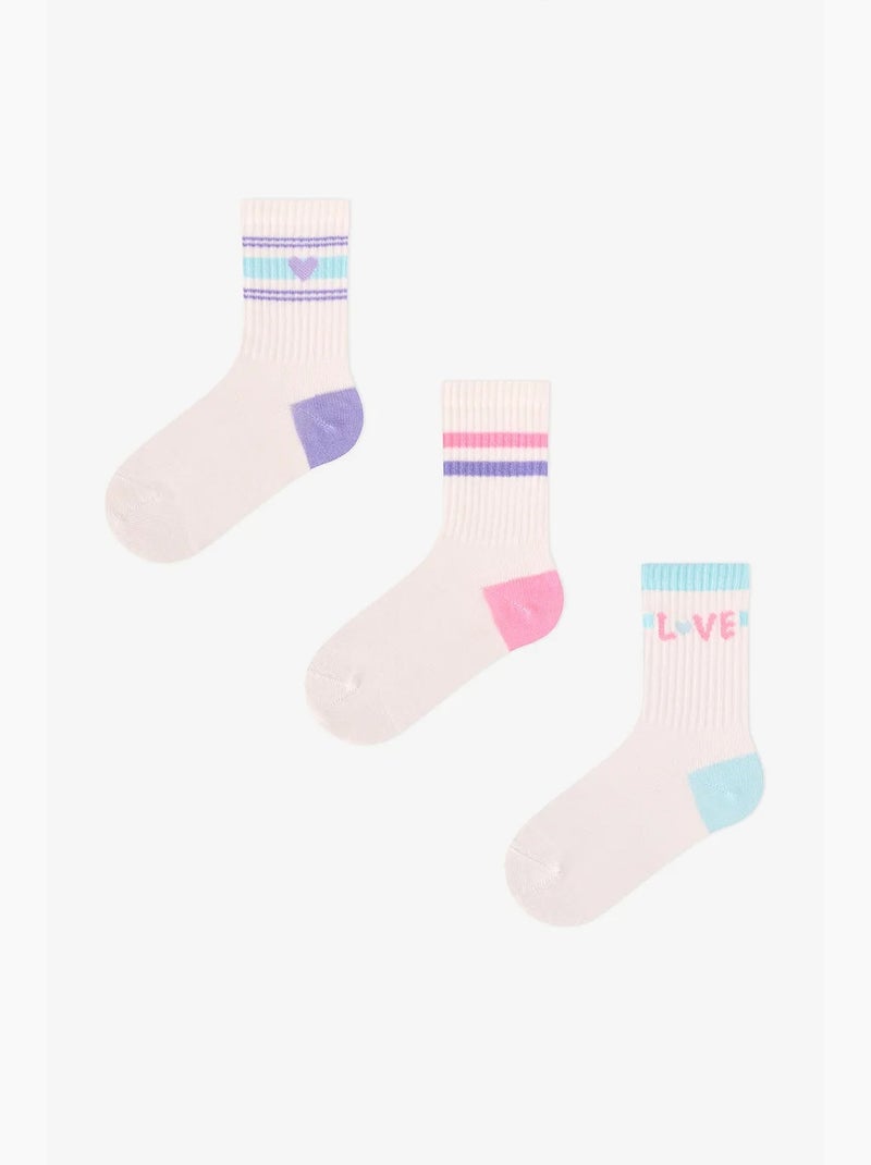 Chaussettes mi-hautes fille pop à rayures, paire penti Blanc - Kiabi