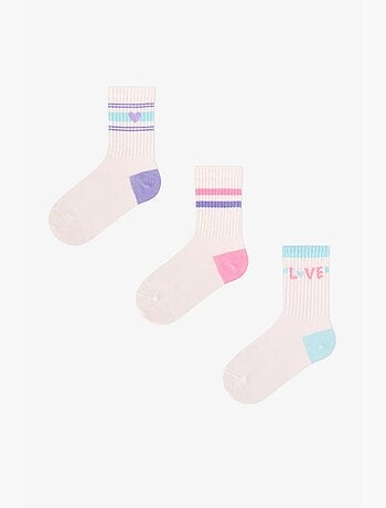 Chaussettes mi-hautes fille pop à rayures, paire penti