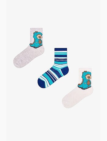 Chaussettes mi-hautes garçon lovers rayées, lot de 2 penti
