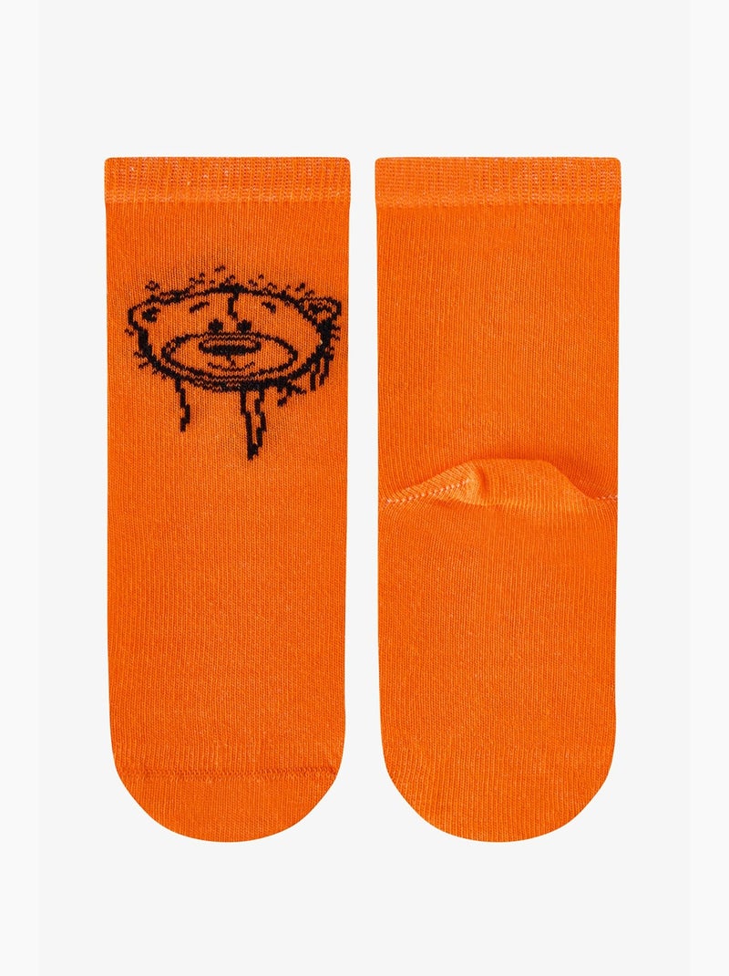 Chaussettes mi-hautes garçon rebel bears à motif ours, lot de 2 penti Blanc Orange - Kiabi