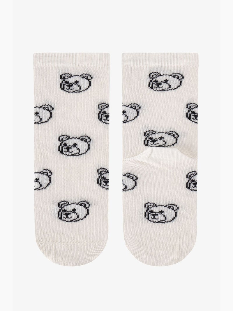 Chaussettes mi-hautes garçon rebel bears à motif ours, lot de 2 penti Blanc Orange - Kiabi