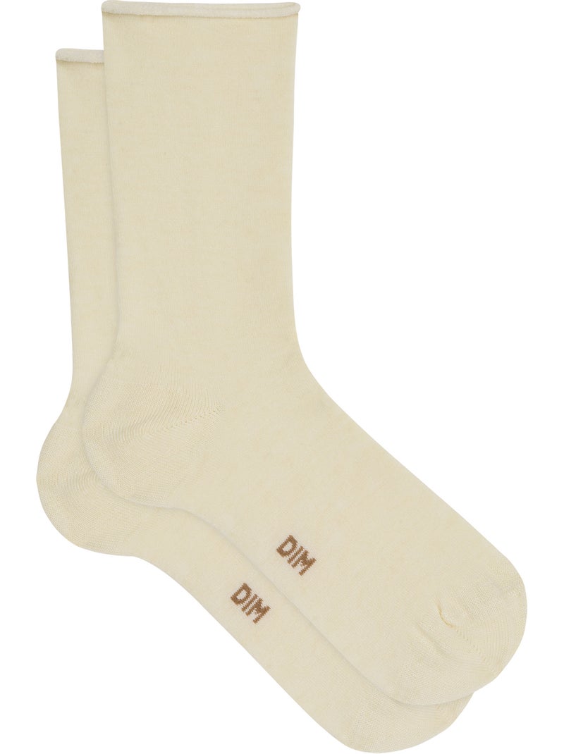 Chaussettes mi-hautes Laine Ecru - Kiabi