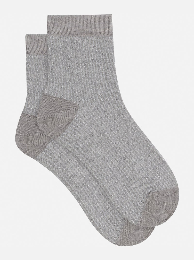 Chaussettes mi-hautes laine/viscose et fils de lurex Mode Argenté - Kiabi