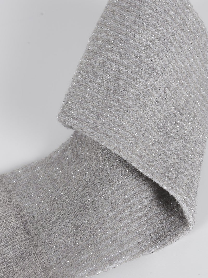 Chaussettes mi-hautes laine/viscose et fils de lurex Mode Argenté - Kiabi