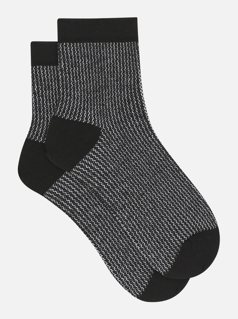 Chaussettes mi-hautes laine/viscose et fils de lurex Mode Noir - Kiabi