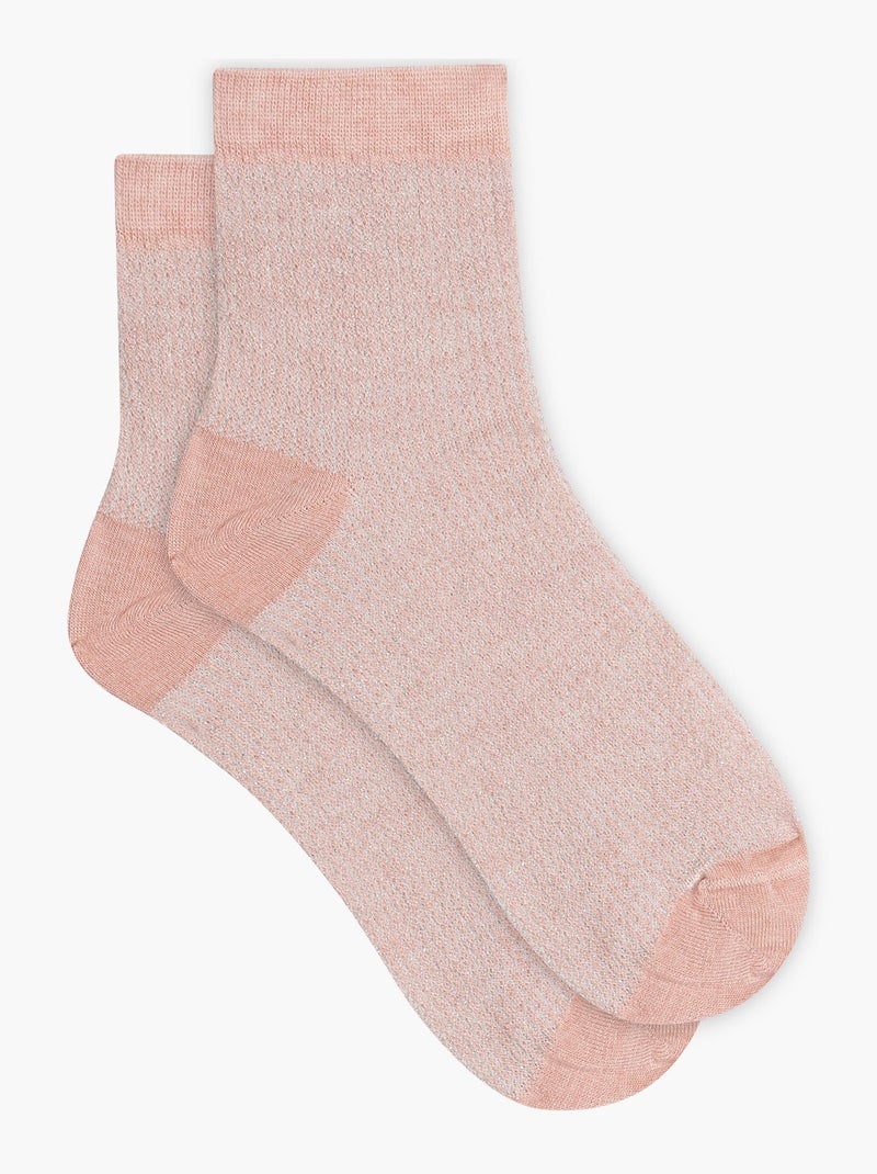 Chaussettes mi-hautes laine/viscose et fils de lurex Mode Rose - Kiabi