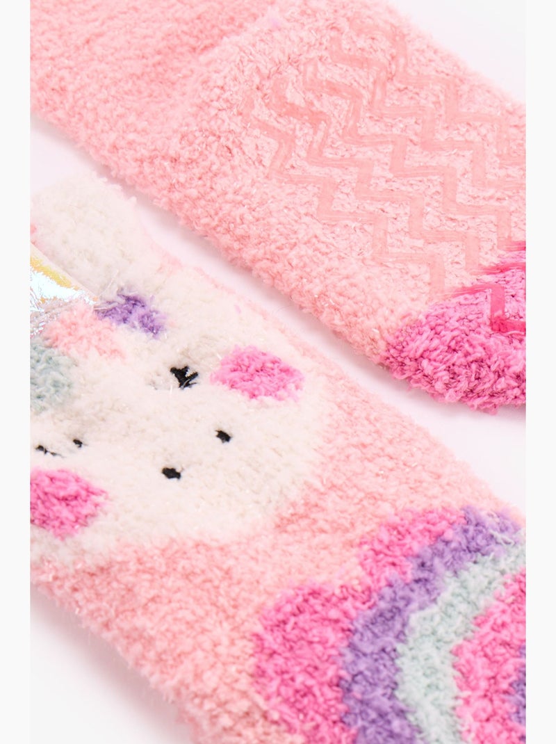 Chaussettes mi-hautes licorne fille penti Rose/Blanc - Kiabi