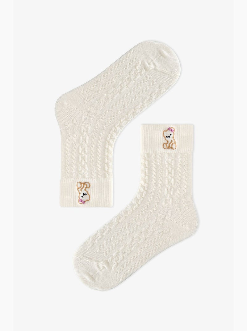 Chaussettes mi-hautes paire marsmelov cutie bear fille penti Blanc cassé - Kiabi