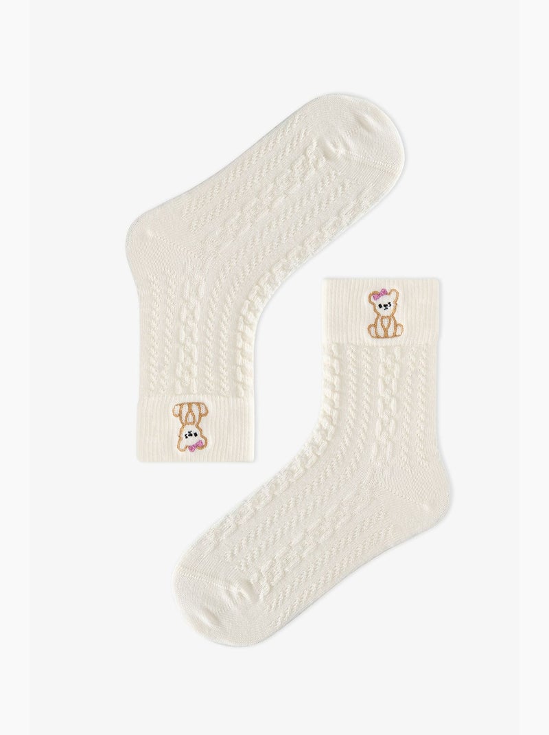 Chaussettes mi-hautes paire marsmelov cutie bear fille penti Blanc cassé - Kiabi