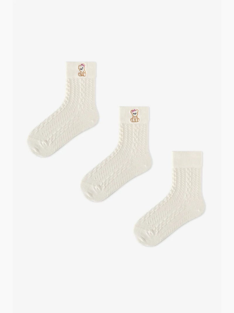 Chaussettes mi-hautes paire marsmelov cutie bear fille penti Blanc cassé - Kiabi