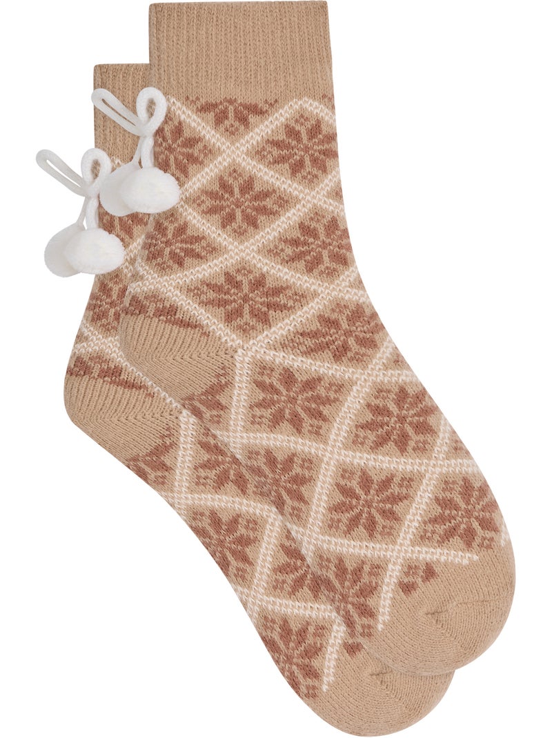 Chaussettes mi-hautes polaire cocoon Beige foncé - Kiabi