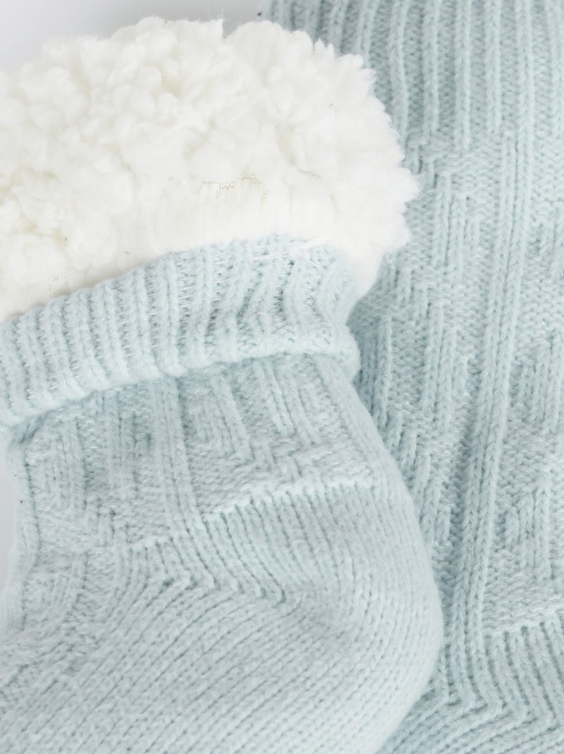 Chaussettes mi-hautes polaire Cocoon Bleu ciel - Kiabi