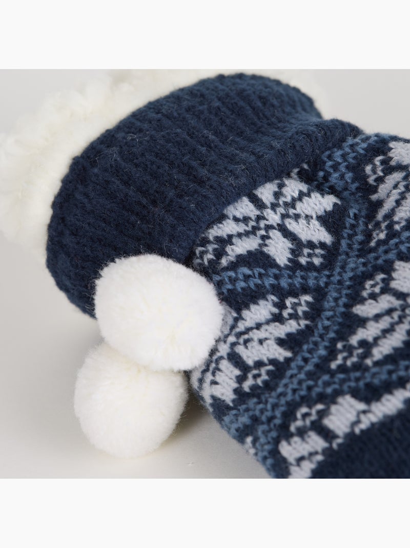 Chaussettes mi-hautes polaire cocoon Bleu marine - Kiabi