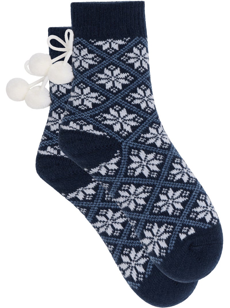 Chaussettes mi-hautes polaire cocoon Bleu marine - Kiabi