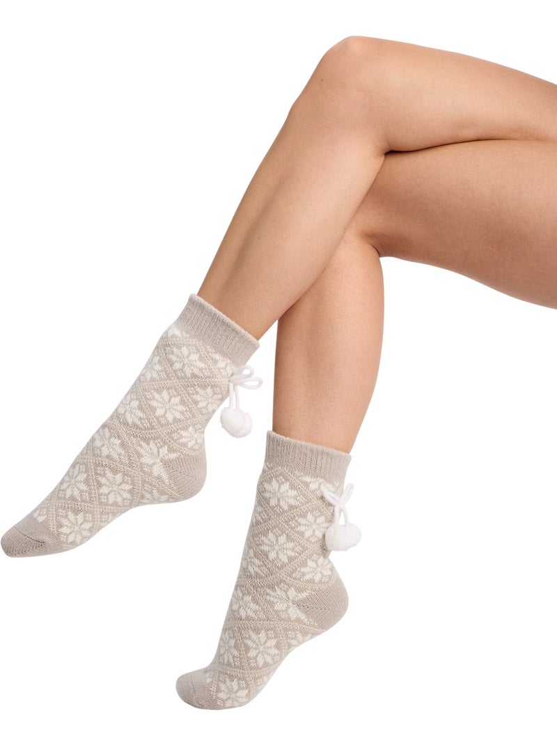 Chaussettes mi-hautes polaire cocoon Gris métalique - Kiabi