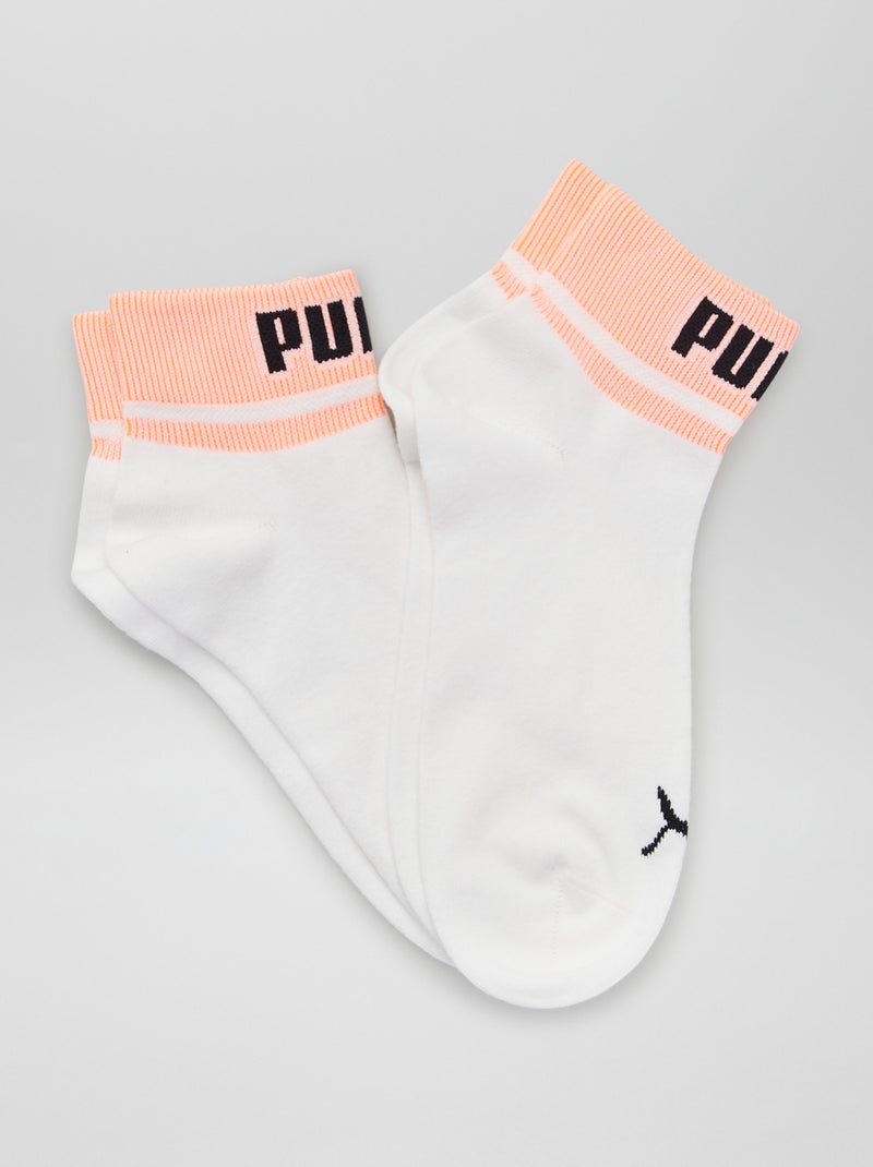 Chaussettes mi-hautes 'Puma' - Lot de 2 Blanc/orange - Kiabi