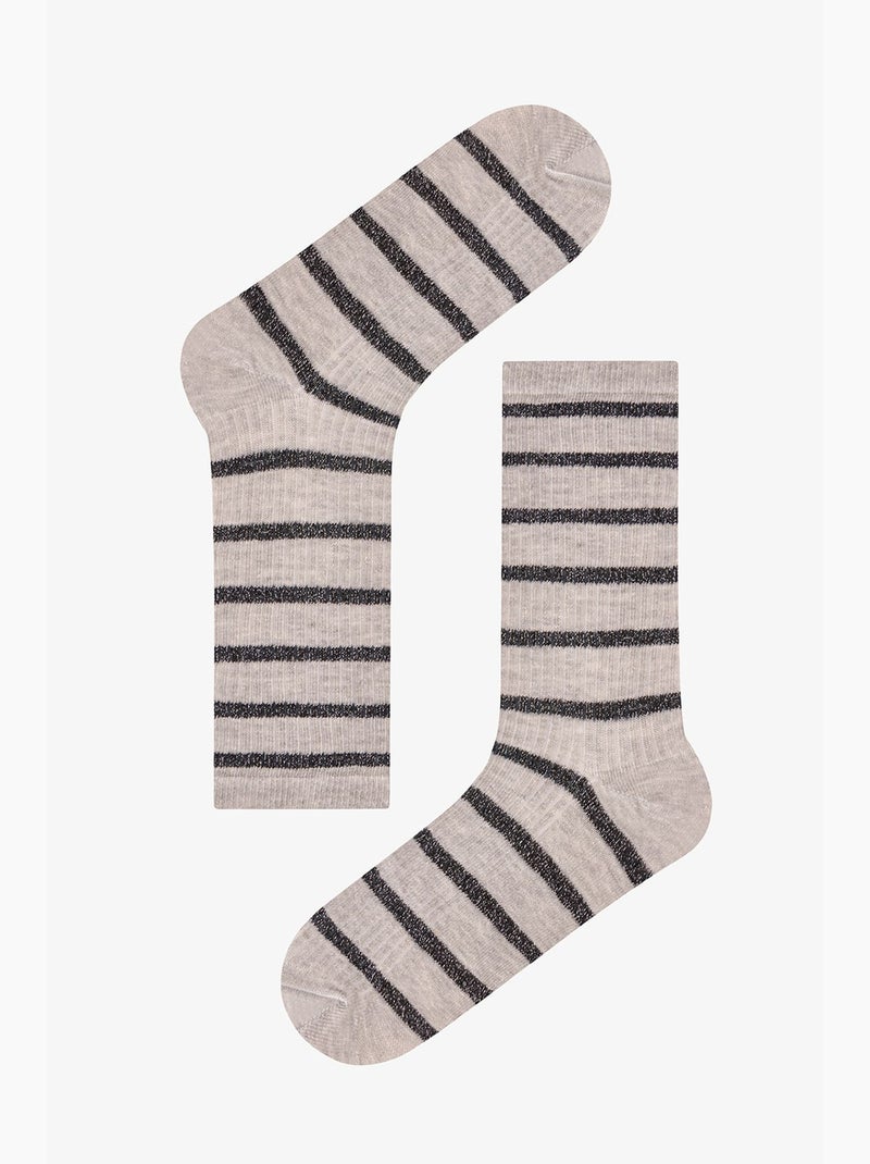 Chaussettes mi-hautes rayées et pailletées parlak line, lot de 2 penti Gris Bordeaux - Kiabi