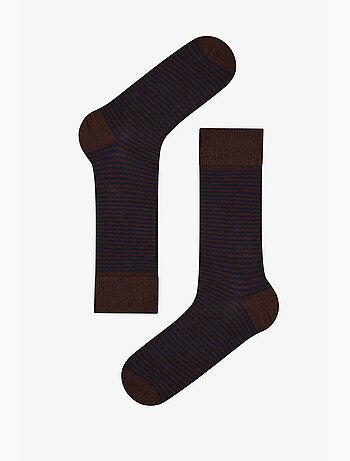 Chaussettes mi-mollet à fines rayures, lot de 2 en coton penti