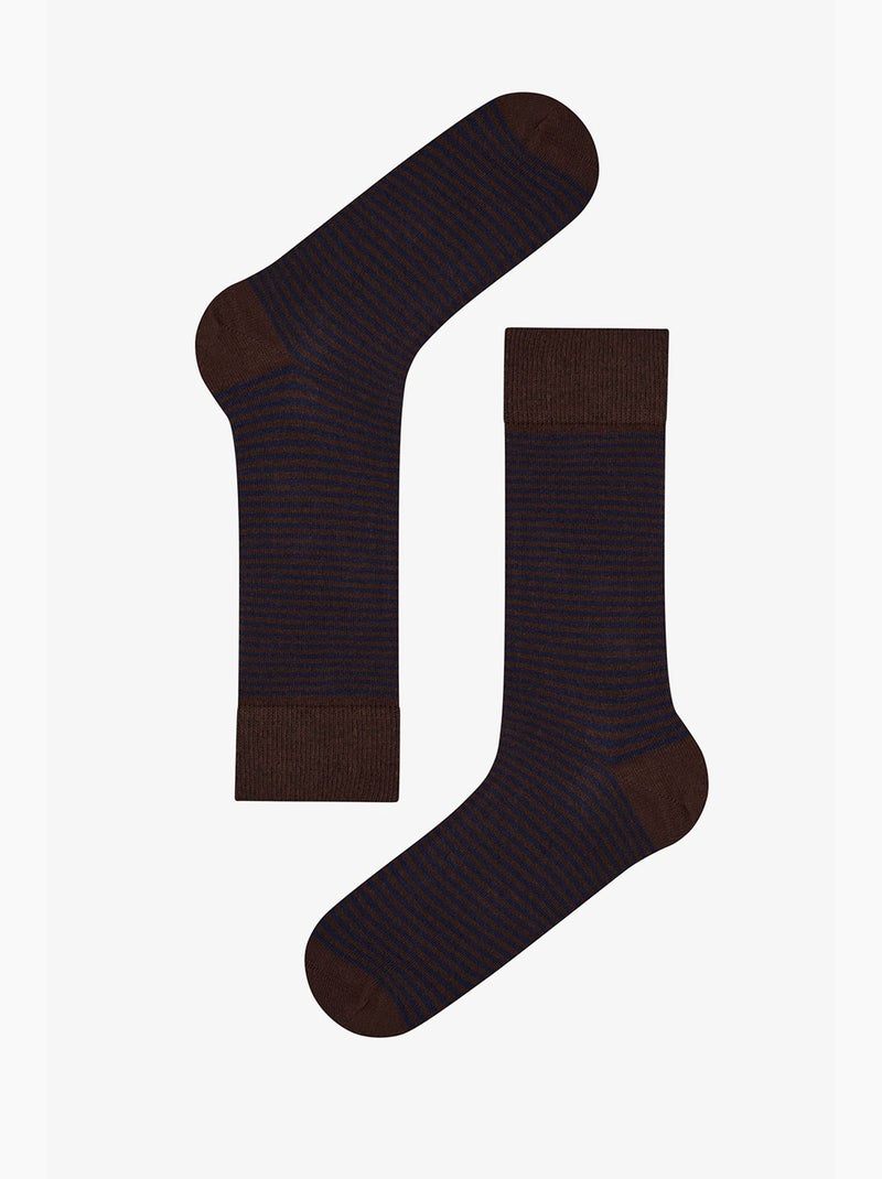 Chaussettes mi-mollet à fines rayures, lot de 2 en coton penti Bleu marine - Kiabi