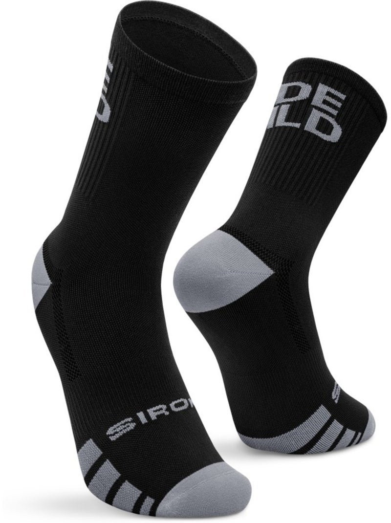 Chaussettes mi-mollet cyclisme gravel cyclisme homme et femme gs2 Noir - Kiabi