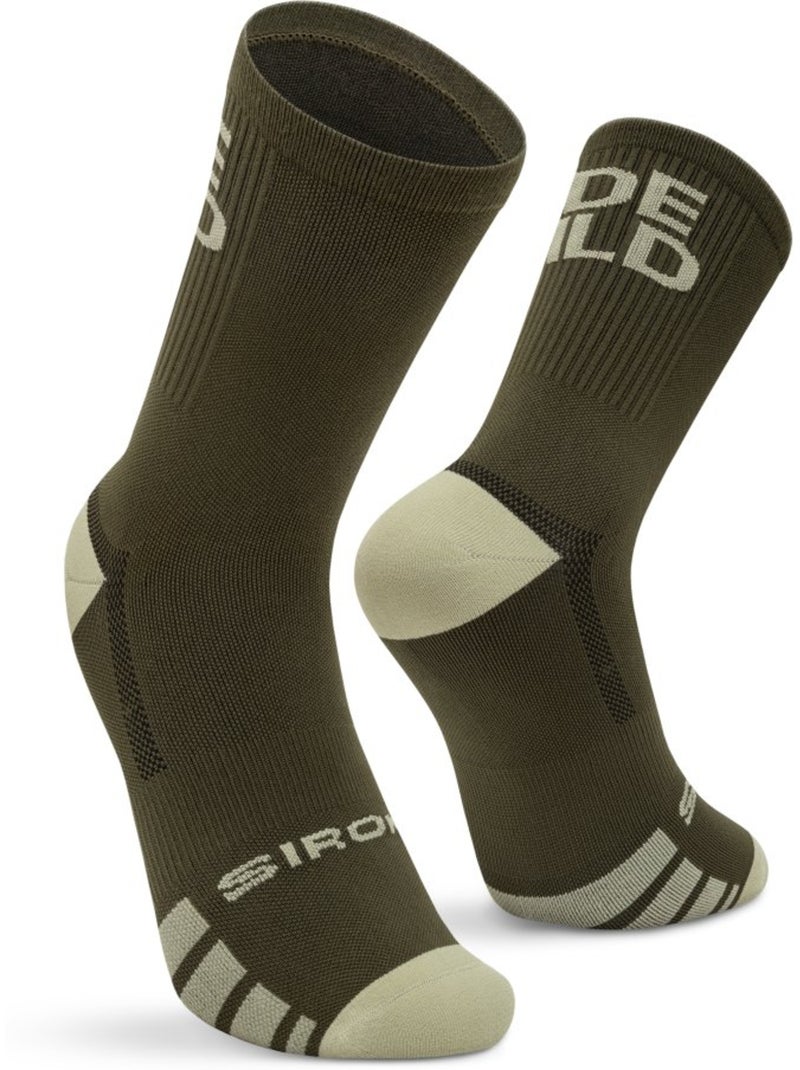 Chaussettes mi-mollet cyclisme gravel cyclisme homme et femme gs2 Vert - Kiabi
